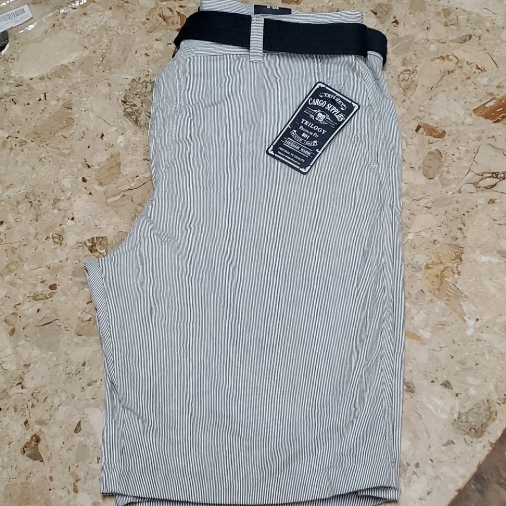 Trilogy Mens belted cotton shorts